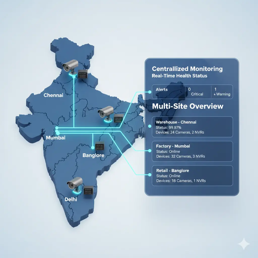 Remote CCTV Health Monitoring centralized control dashboard